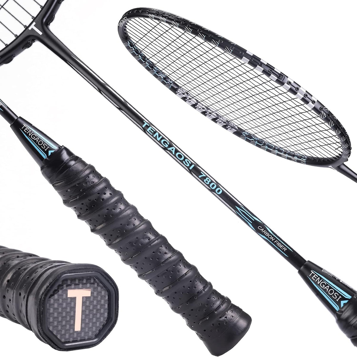 Professional Badminton Rackets Set of 4 Sports Outdoor Backyard or Indoor Badminton Game Set with Shuttlecocks- Includes 4 Black Rackets, 12 Duck Feather Badminton Shuttlecocks