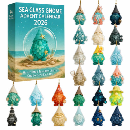 Sea Glass Gnome Advent Calendar 2026 – Coastal Holiday Decor