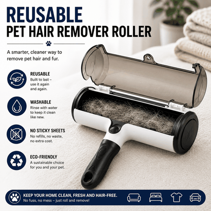 Reusable Washable Pet Hair Remover Roller for Dogs & Cats