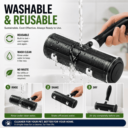 Reusable Washable Pet Hair Remover Roller for Dogs & Cats