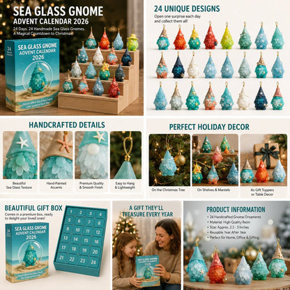 Sea Glass Gnome Advent Calendar 2026 – Coastal Holiday Decor