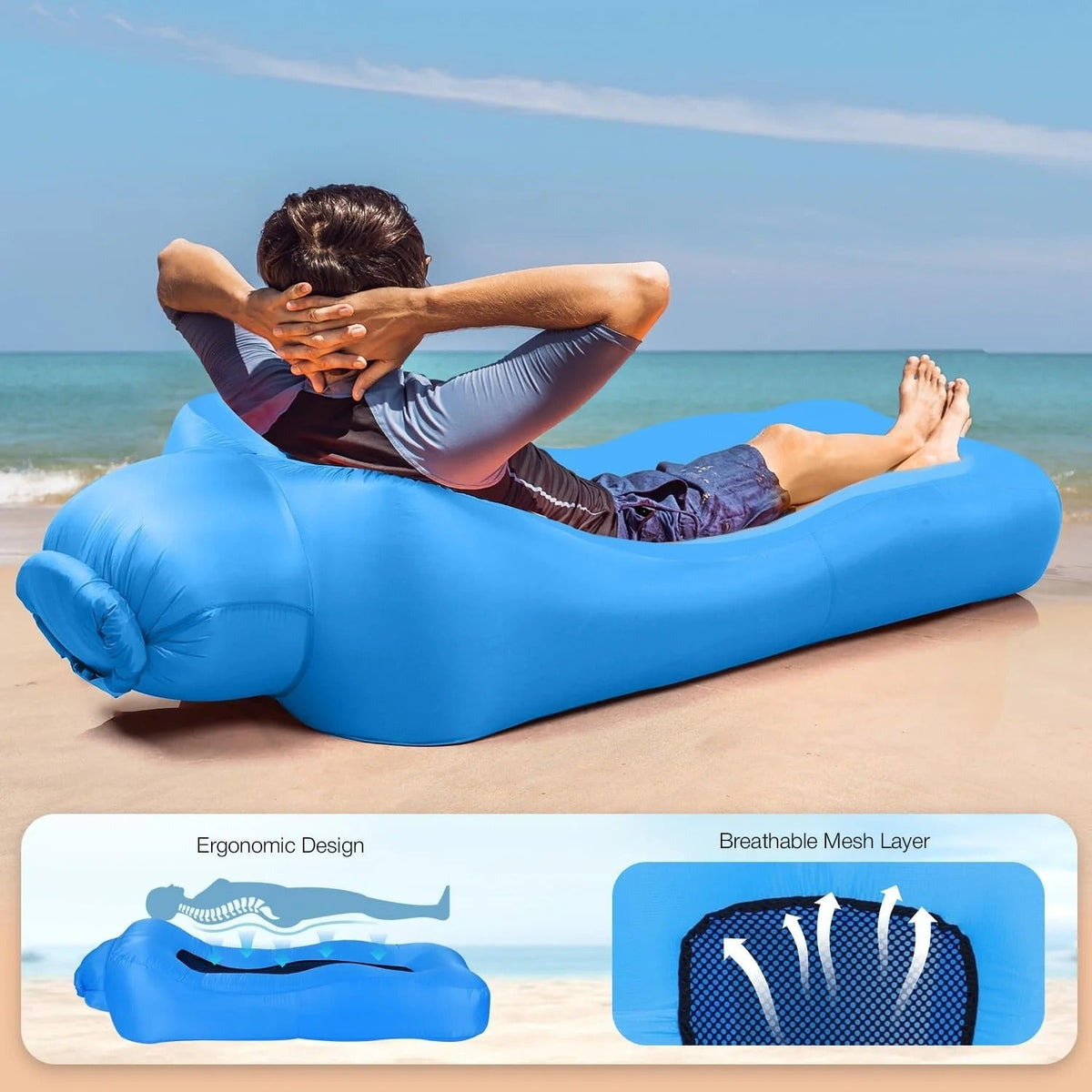 Compact Pump-Free Inflatable Lounger