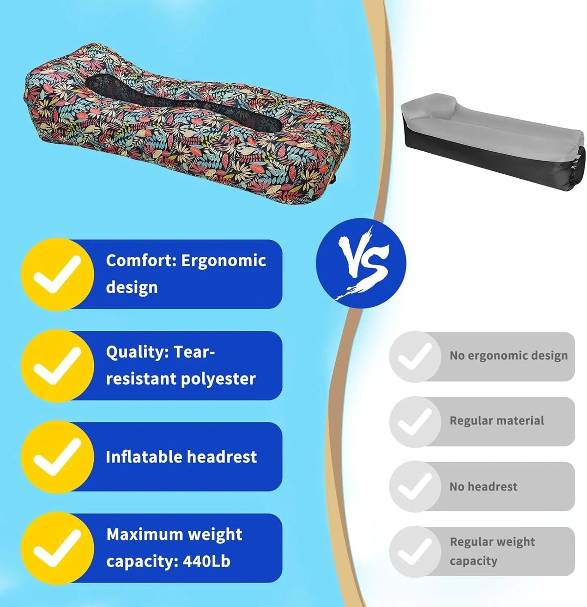Compact Pump-Free Inflatable Lounger