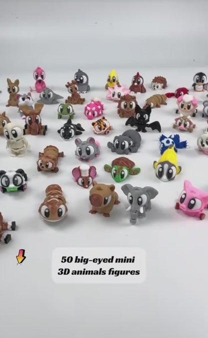 120PCS Surprise 3D Printed Animals Bulk, Random Collectible Mini Animal Figurine