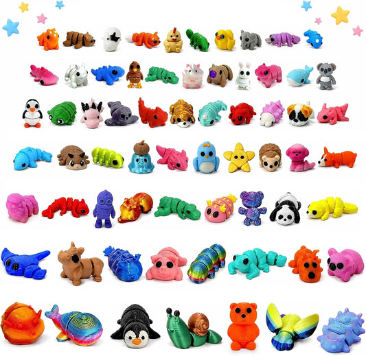 120PCS Surprise 3D Printed Animals Bulk, Random Collectible Mini Animal Figurine